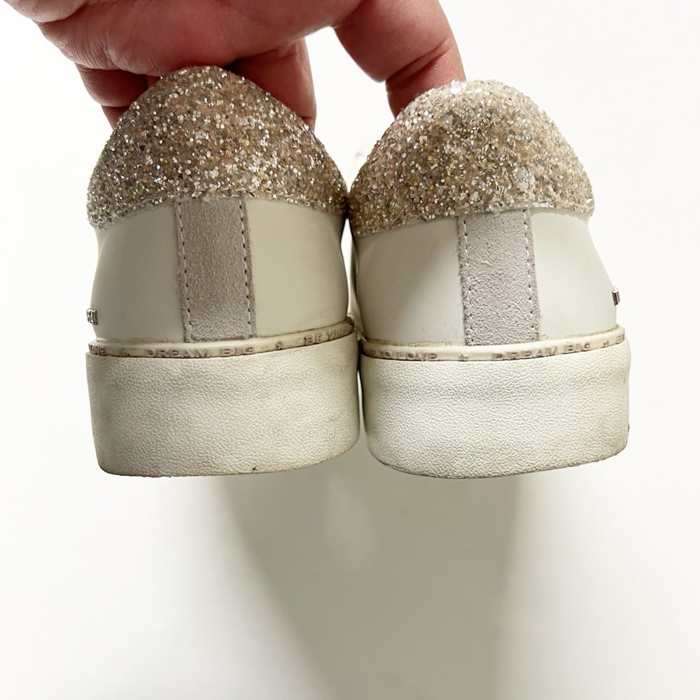 Vintage Havana Womens White Leather Galit Glitter Star Lace Up Sneaker Size 10 - Picture 7 of 11